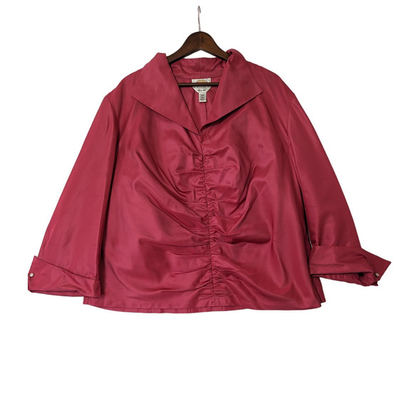 Talbots Pure 100% Silk Pink Ruched Gathered Front Blouse Womens Size 20W Career - Picture 1 of 12